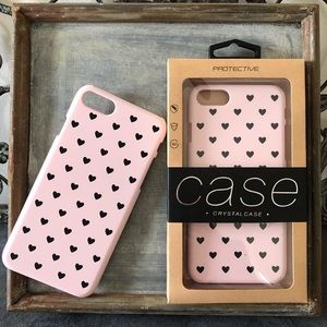 NIB iPhone 7/8 PINK w/ Black Hearts Phone Case